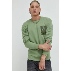 Mikina Jack & Jones Jcodes pánska, zelená farba, s potlačou