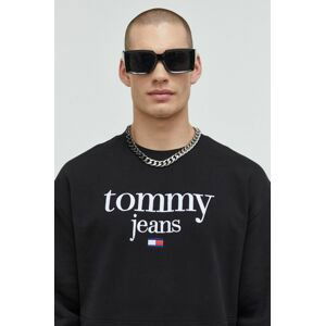 Mikina Tommy Jeans pánska, čierna farba, s nášivkou