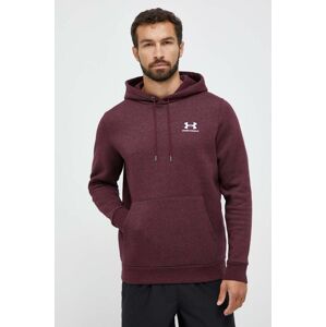 Mikina Under Armour pánska, bordová farba, s kapucňou, s potlačou