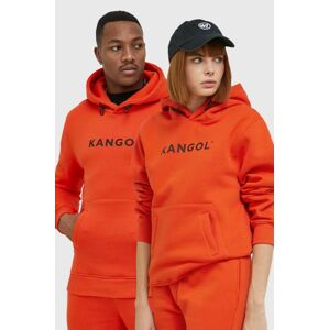 Mikina Kangol unisex, oranžová farba, s kapucňou, s potlačou