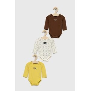 Body pre bábätká Calvin Klein Jeans 3-pak žltá farba