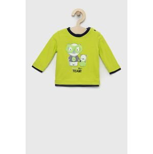Detské bavlnené tričko s dlhým rukávom Birba&Trybeyond zelená farba, s nášivkou
