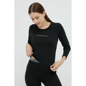 Tričko s dlhým rukávom Emporio Armani Underwear dámsky, čierna farba,