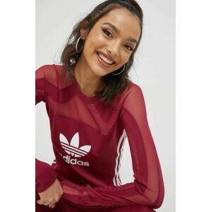 Tričko s dlhým rukávom adidas Originals dámsky, bordová farba,