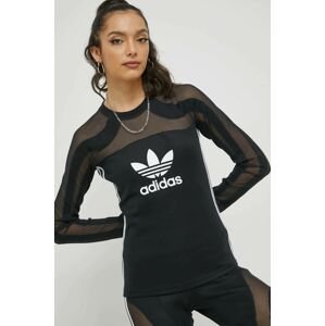 Tričko s dlhým rukávom adidas Originals dámsky, čierna farba,