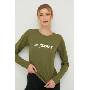 Športové tričko s dlhým rukávom adidas TERREX Trail zelená farba,