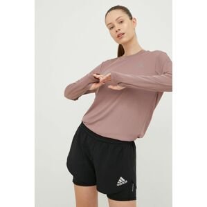 Bežecké tričko s dlhým rukávom adidas Performance Brand Love fialová farba,