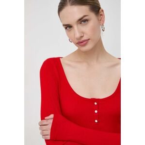 Tričko s dlhým rukávom Guess dámsky, červená farba