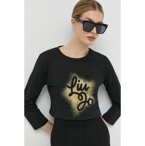 Bavlnené tričko s dlhým rukávom Liu Jo čierna farba