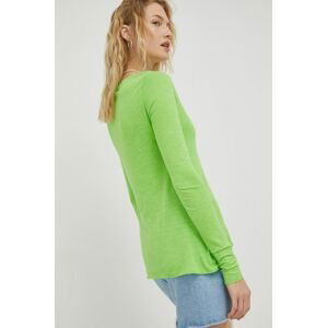 Tričko s dlhým rukávom American Vintage dámsky, zelená farba,