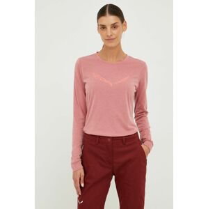 Športové tričko s dlhým rukávom Salewa Solidlogo Dry ružová farba,