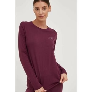 Bavlnené tričko s dlhým rukávom Diadora dámsky, fialová farba,