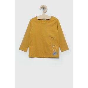 Detská bavlnená košeľa s dlhým rukávom United Colors of Benetton žltá farba,