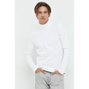 Bavlnené tričko s dlhým rukávom Premium by Jack&Jones biela farba, jednofarebné