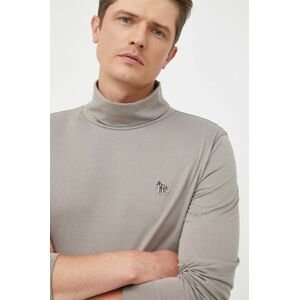 Bavlnené tričko s dlhým rukávom PS Paul Smith šedá farba, jednofarebné
