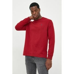 Bavlnené tričko s dlhým rukávom Polo Ralph Lauren červená farba, jednofarebné
