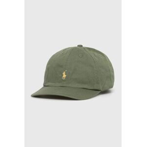 Bavlnená čiapka Polo Ralph Lauren zelená farba, jednofarebná