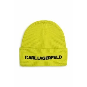 Detská bavlnená čiapka Karl Lagerfeld zelená farba biela,