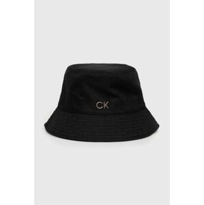 Obojstranný klobúk Calvin Klein čierna farba,