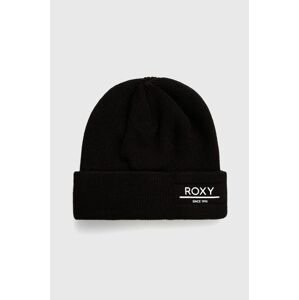 Čiapka Roxy čierna farba, z hrubej pleteniny,