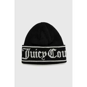 Vlnená čiapka Juicy Couture čierna farba, vlnená