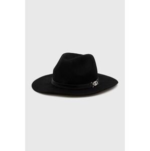Vlnený klobúk Lauren Ralph Lauren čierna farba, vlnený