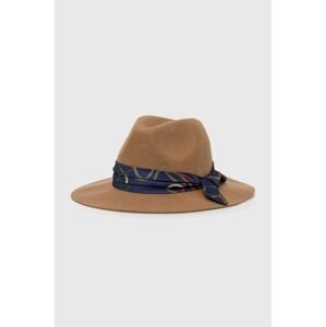 Vlnený klobúk Lauren Ralph Lauren hnedá farba, vlnený