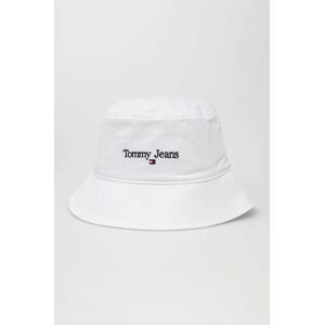 Bavlnený klobúk Tommy Jeans biela farba, bavlnený