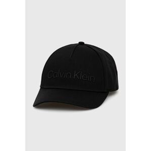 Bavlnená čiapka Calvin Klein čierna farba, s nášivkou