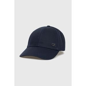 Bavlnená čiapka Calvin Klein tmavomodrá farba, jednofarebná