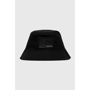 Bavlnený klobúk Calvin Klein čierna farba, bavlnený