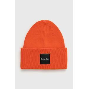 Bavlnená čiapka Calvin Klein oranžová farba, bavlnená