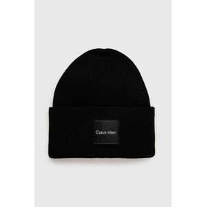 Bavlnená čiapka Calvin Klein čierna farba, bavlnená