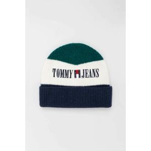 Čiapka s prímesou vlny Tommy Jeans tmavomodrá farba,