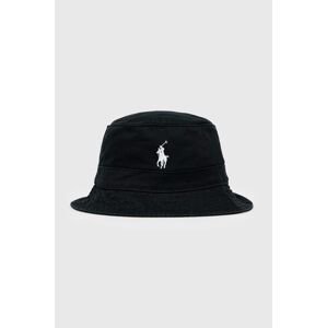 Bavlnený klobúk Polo Ralph Lauren čierna farba, bavlnený