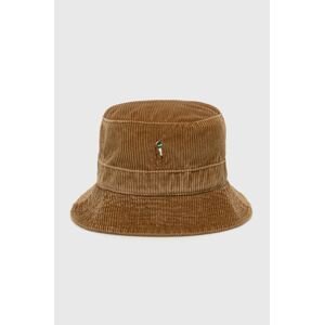 Štruksový klobúk Polo Ralph Lauren hnedá farba, bavlnený