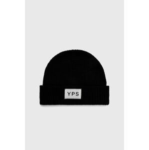 Čiapka s prímesou vlny Young Poets Society Noa Logo 224 čierna farba, z tenkej pleteniny,