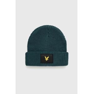 Čiapka Lyle & Scott zelená farba, z hrubej pleteniny,