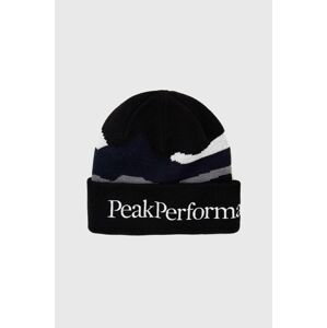 Vlnená čiapka Peak Performance čierna farba, z hrubej pleteniny, vlnená
