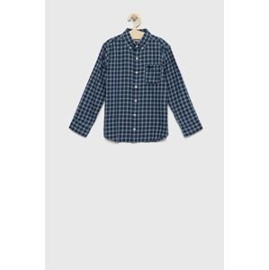 Detská bavlnená košeľa Abercrombie & Fitch tmavomodrá farba