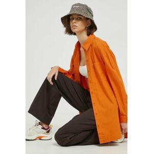 Bavlnená košeľa Vero Moda dámska, oranžová farba, regular, s klasickým golierom