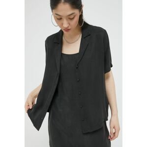 Košeľa Superdry dámska, čierna farba, regular, s klasickým golierom