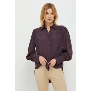 Košeľa Sisley dámska, fialová farba, regular, s klasickým golierom