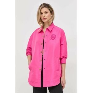 Košeľa Pinko dámska, ružová farba, voľný strih, s klasickým golierom