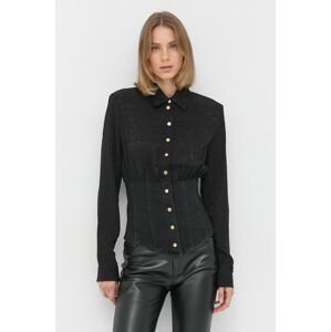 Košeľa Pinko dámska, čierna farba, regular, s klasickým golierom