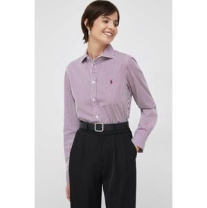 Bavlnená košeľa Polo Ralph Lauren Dámska, fialová farba, regular, s klasickým golierom