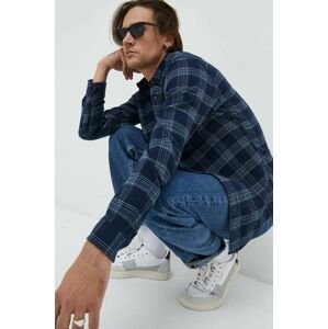 bavlnená košeľa Jack & Jones pánska, tmavomodrá farba, slim, s golierom button-down