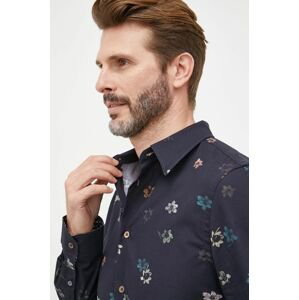 Bavlnená košeľa PS Paul Smith pánska, tmavomodrá farba, slim, s klasickým golierom