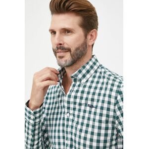 Košeľa Pepe Jeans pánska, zelená farba, slim, s golierom button-down