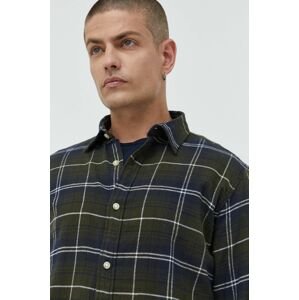 Bavlnená košeľa Produkt by Jack & Jones pánska, zelená farba, regular, s klasickým golierom